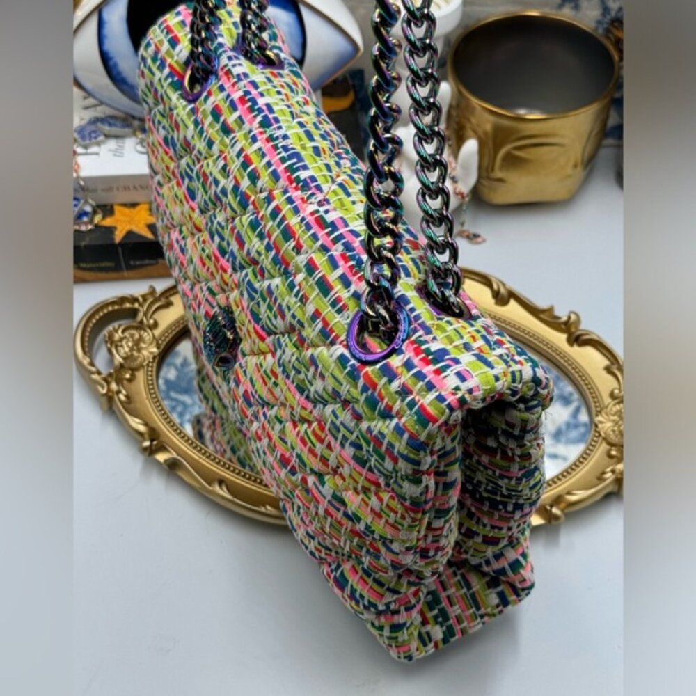 🆕 KURT GEIGER LONDON 🧿 NWOT Large Tweed Kensington, Multicolour Woven - Picture 6 of 15